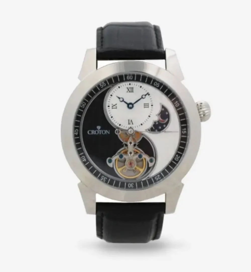 NWB Croton Imperial Yin Yang Mens Watch Silvertone